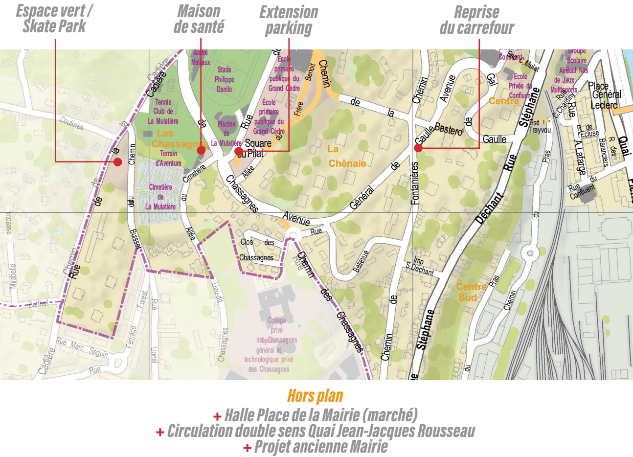 Carte annotée de La Mulatière